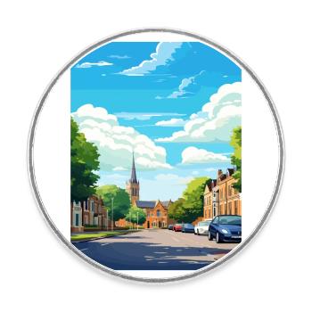 Leighton Buzzard England Vintage Reiseposter WPA - Runder Kühlschrankmagnet - Weiß - Vorne