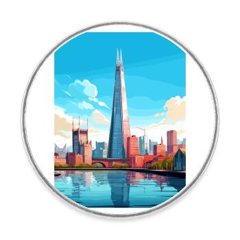 The Shard London England Vintage Travel Poster WPA - Round  fridge magnet - white - Front