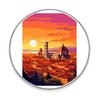 Florence Italie Décoration Vintage Voyage Affiche - Magnet rond - blanc - Devant