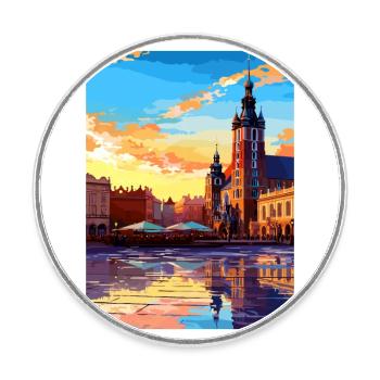 Krakow Poland Vintage Travel Poster WPA Souvenir - Round  fridge magnet - white - Front