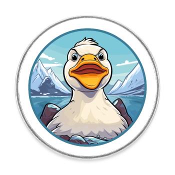 Canard Aquarelle Dessin Animé Kawaii Animal De Compagnie Coloré - Magnet rond - blanc - Devant