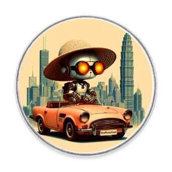 Time Traveler - Round  fridge magnet - white - Front