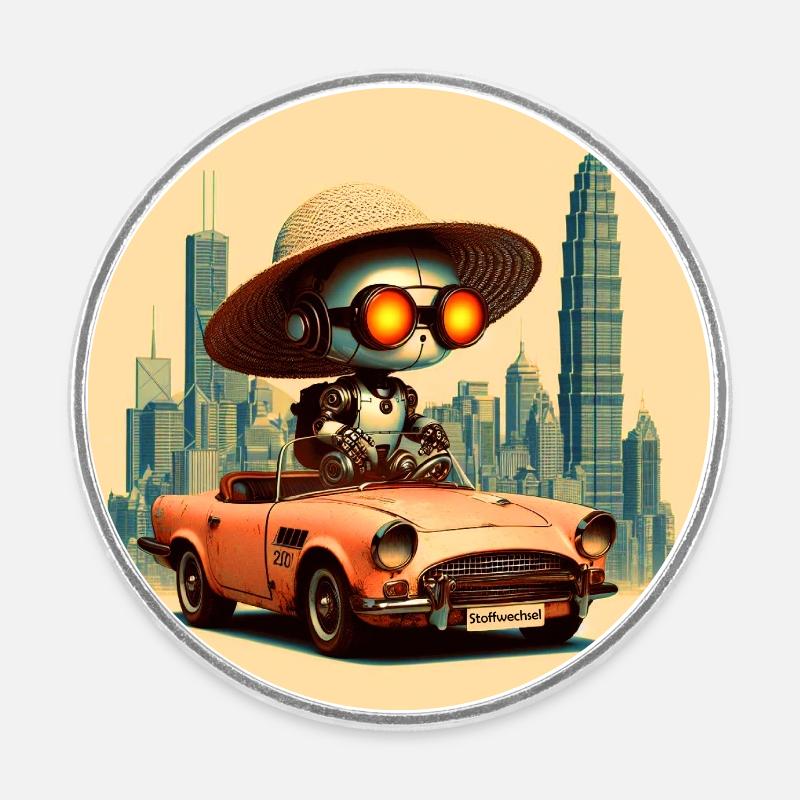 Voyageur temporel - Magnet rond - blanc