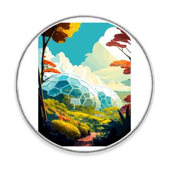 Eden Project Angleterre Vintage voyage affiche WPA Art - Magnet rond - blanc - Devant