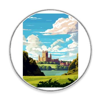 Cardiff Castle Wales Vintage Reiseposter WPA Kunst - Runder Kühlschrankmagnet - Weiß - Vorne