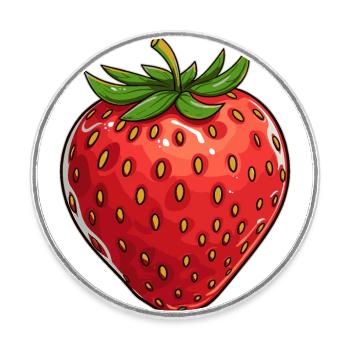 Fraise - Magnet rond - blanc - Devant