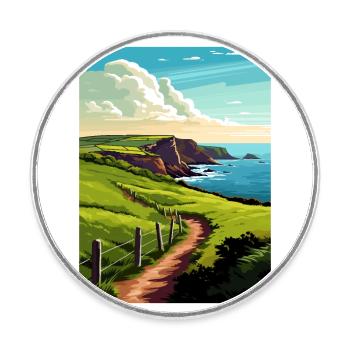 Tor Head Angleterre Vintage voyage affiche Souvenir - Magnet rond - blanc - Devant