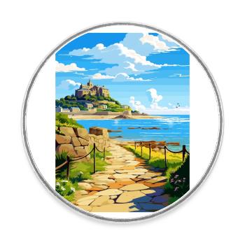 Marazion Cornwall Vintage Reiseposter Souvenir - Runder Kühlschrankmagnet - Weiß - Vorne