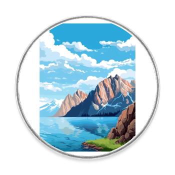 Kenai Fjords National Park Alaska Travel Poster - Round  fridge magnet - white - Front