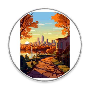 Boston Massachusetts Vintage Reiseposter WPA Kunst - Runder Kühlschrankmagnet - Weiß - Vorne