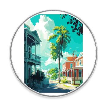 Key West Floride Vintage voyage affiche Souvenir - Magnet rond - blanc - Devant