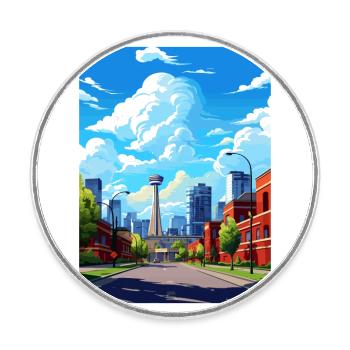 Calgary, Canada, Affiche de voyage vintage, WPA, Souvenir - Magnet rond - blanc - Devant