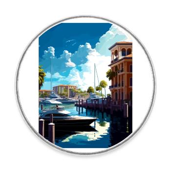 Neapel Florida Vintage Reiseposter WPA Souvenir - Runder Kühlschrankmagnet - Weiß - Vorne