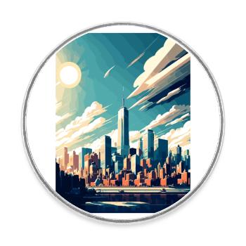 Affiche de voyage vintage de l’État de New York Souvenir WPA - Magnet rond - blanc - Devant