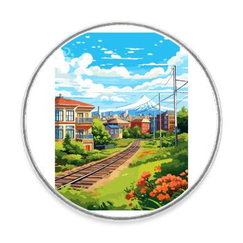 Portland Oregon Vintage Reiseposter WPA Souvenir - Runder Kühlschrankmagnet - Weiß - Vorne