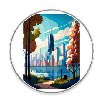 Chicago Illinois Vintage Voyage Poster Souvenir - Magnet rond - blanc - Devant