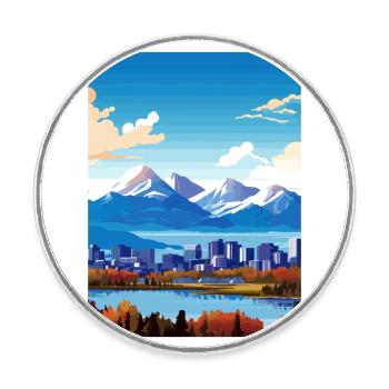 Anchorage Alaska Vintage Reiseposter Souvenir - Runder Kühlschrankmagnet - Weiß - Vorne