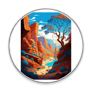 Kings Canyon Australie Vintage voyage affiche WPA - Magnet rond - blanc - Devant