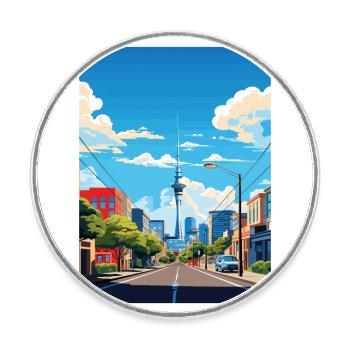 Auckland New Zealand Nz Vintage Travel Poster WPA - Round  fridge magnet - white - Front