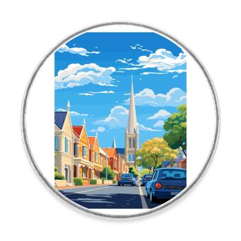 Christchurch Nouvelle-Zélande Vintage Travel Poster WPA - Magnet rond - blanc - Devant