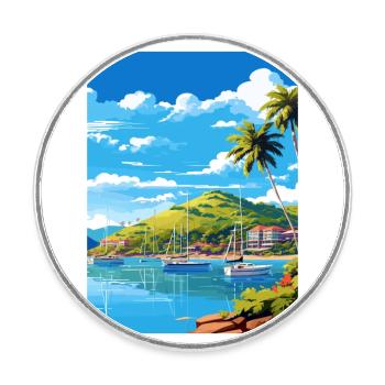 Île Hamilton Australie déco voyage affiche - Magnet rond - blanc - Devant