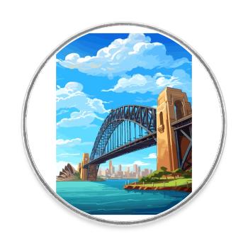 Sydney Harbour Bridge Australien Reiseposter - Runder Kühlschrankmagnet - Weiß - Vorne