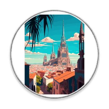 Guadalajara Decoration Vintage Travel Poster WPA - Round  fridge magnet - white - Front