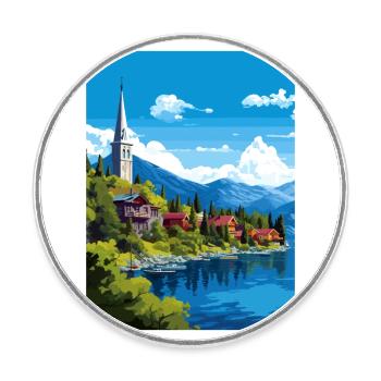 San Carlos De Bariloche Vintage Travel Poster WPA - Round  fridge magnet - white - Front