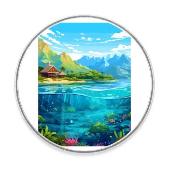 Morea Französisch-Polynesien Vintage Reiseposter WPA - Runder Kühlschrankmagnet - Weiß - Vorne