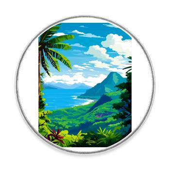 St. Lucia Karibik Vintage Reiseposter WPA - Runder Kühlschrankmagnet - Weiß - Vorne