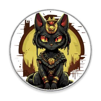Pharaoh Temple Cat - Round  fridge magnet - white - Front