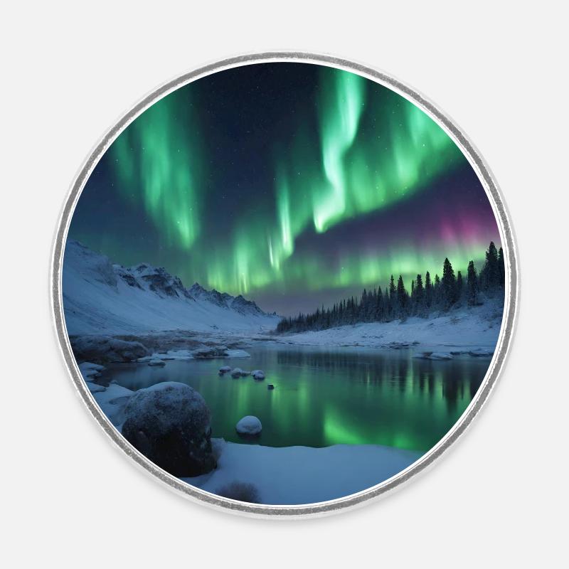 paysage - Magnet rond - blanc