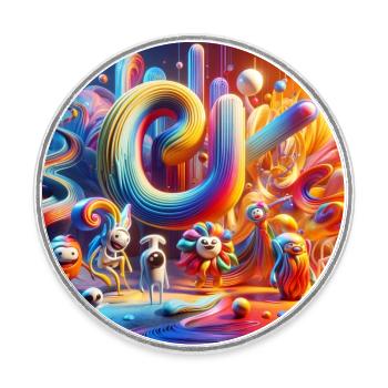 Colorful fantasy world - Round  fridge magnet - white - Front