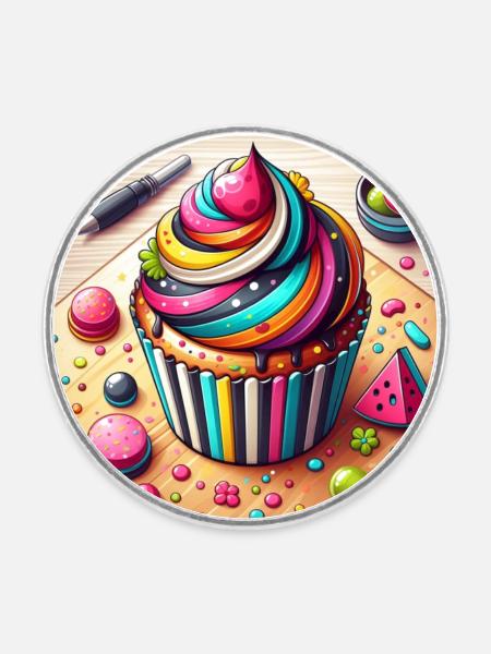 Cupcake Nr.7 - Runder Kühlschrankmagnet - Weiß