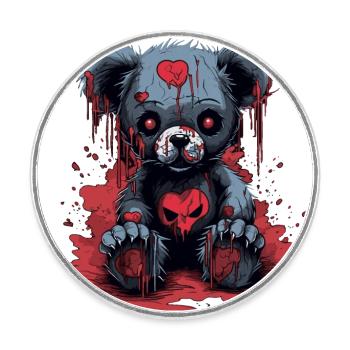 Ours en peluche mignon et effrayant - Magnet rond - blanc - Devant