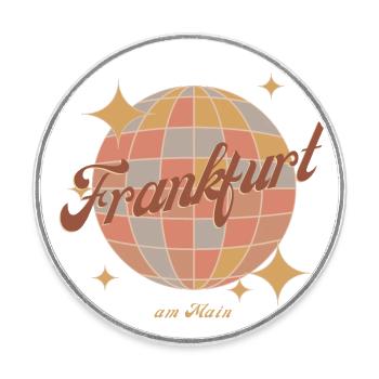 Frankfurt am Main Retro Vintage Design Diskokugel - Runder Kühlschrankmagnet - Weiß - Vorne