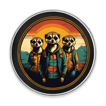 Meerkat family looking at you - Round  fridge magnet - white - Front