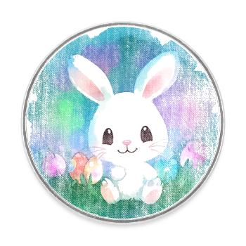 Osterhase Häschen Hase - Runder Kühlschrankmagnet - Weiß - Vorne