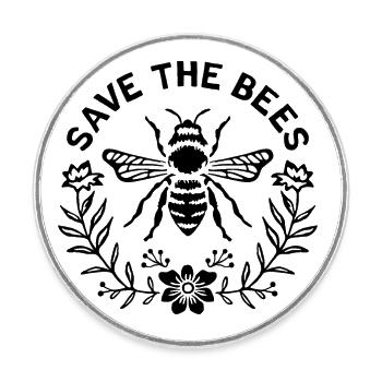 Save the bees - Round  fridge magnet - white - Front