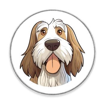Spinone Italiano Dog Breed Watercolor Cartoon Kawa - Round  fridge magnet - white - Front