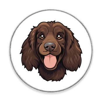 Boykin Spaniel Dog Breed Watercolor Cartoon Kawaii - Round  fridge magnet - white - Front