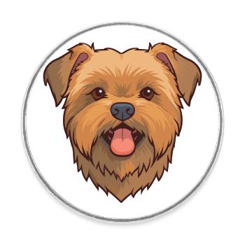Norfolk Terrier Hunderasse Aquarell Karikatur Kawai - Runder Kühlschrankmagnet - Weiß - Vorne