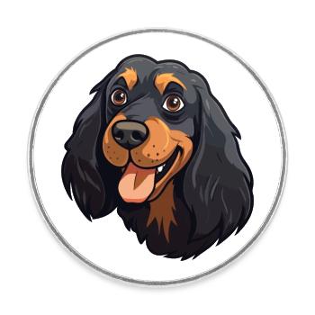 Gordon Setter Hunderasse Aquarell Karikatur Kawaii - Runder Kühlschrankmagnet - Weiß - Vorne