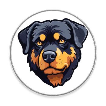 Rottweiler chien race aquarelle dessin animé kawaii cli - Magnet rond - blanc - Devant