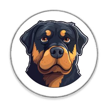 Rottweiler chien race aquarelle dessin animé kawaii cli - Magnet rond - blanc - Devant
