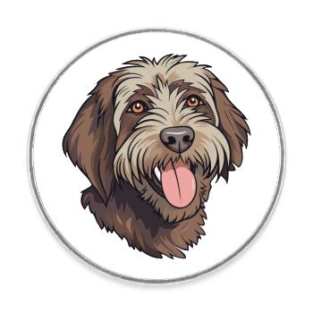 Pointage à poil dur Griffon chien race aquarelle C - Magnet rond - blanc - Devant