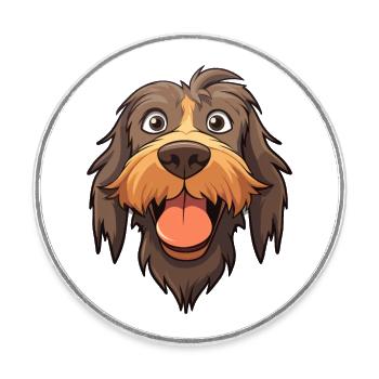 Spinoni Italiani Dog Breed Watercolor Cartoon Kawa - Round  fridge magnet - white - Front