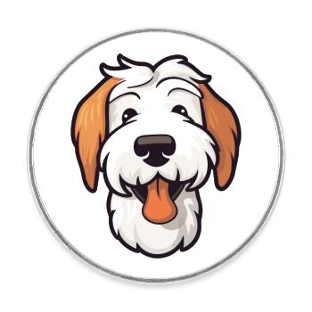 Sealyham Terrier Dog Breed Watercolor Cartoon Kawa - Round  fridge magnet - white - Front