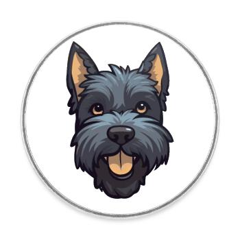 Scottish Terrier Dog Breed Watercolor Cartoon Kawa - Round  fridge magnet - white - Front