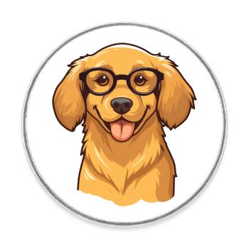 Golden Retriever Dog Breed Watercolor Cartoon Kawa - Round  fridge magnet - white - Front